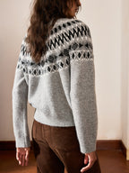 Fair Isle Pattern Crew Neck Knit Sweater