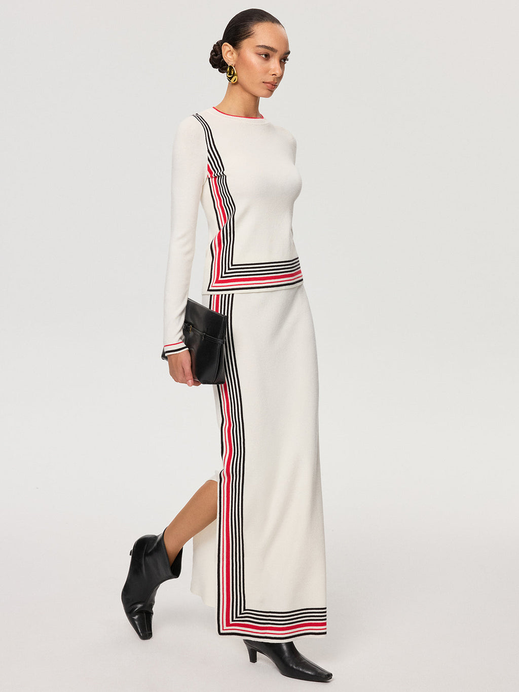 Striped Wool-Blend Knit Top