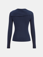 Asymmetric Lapel Button Front Knit Top