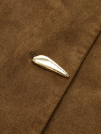 Metal Button Suede Effect Vest