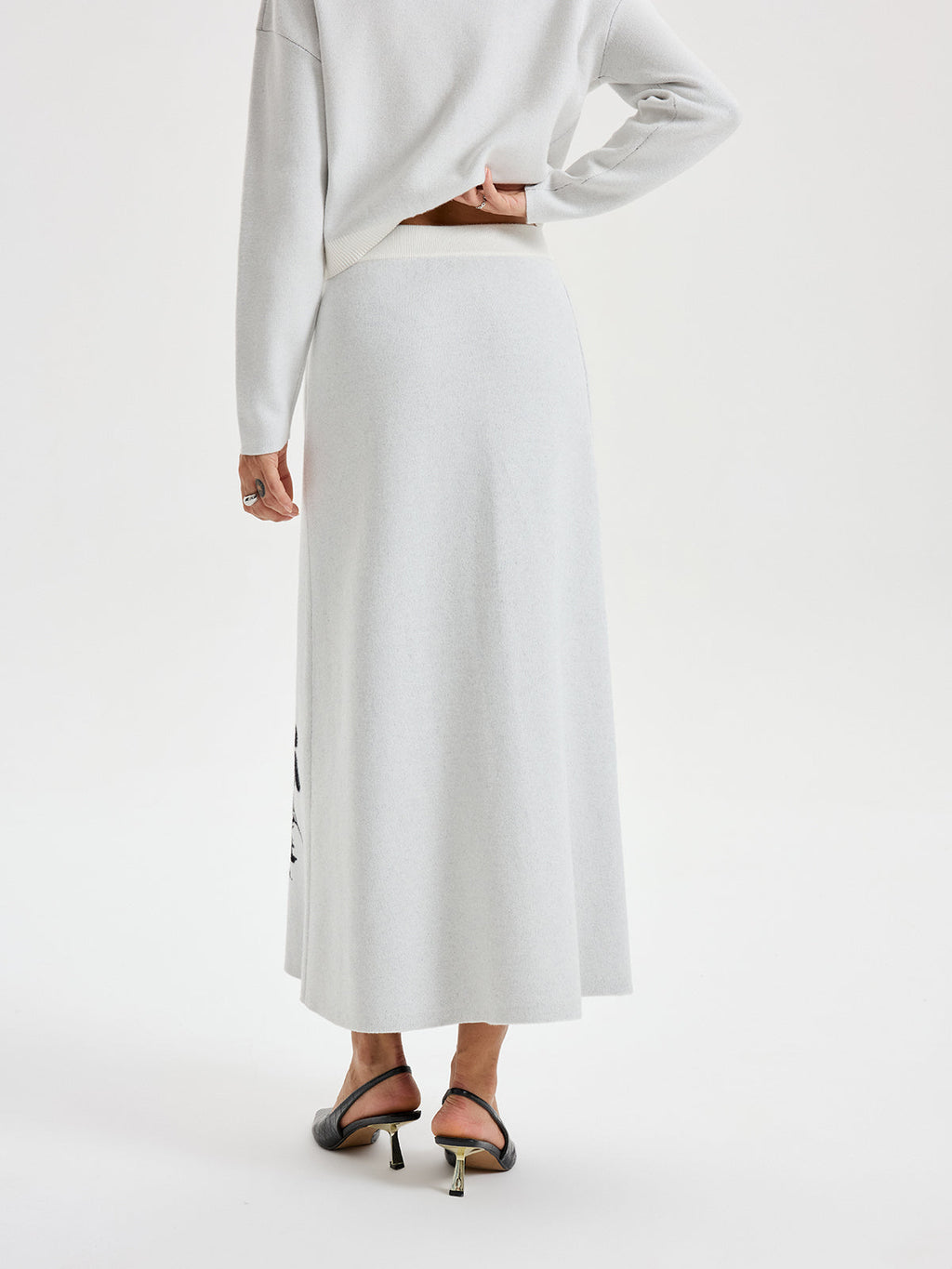 Ink-Wash Painting Pattern Knit Maxi Skirt
