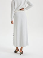 Ink-Wash Painting Pattern Knit Maxi Skirt