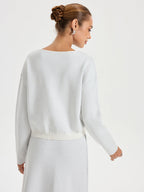 Ink-Wash Painting Pattern Round Neck Knit Top