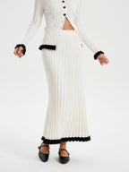 Rib-knit Skirt with Contrasting Ruffles