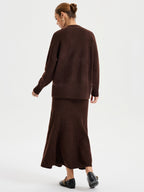 V-neck Knitted Sweater Co-ords