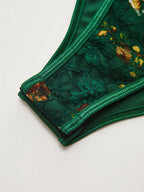Floral Print Embroidery Bustier Corset Bodysuit