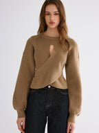 Cut-out Asymmetrical-Hem Sweater