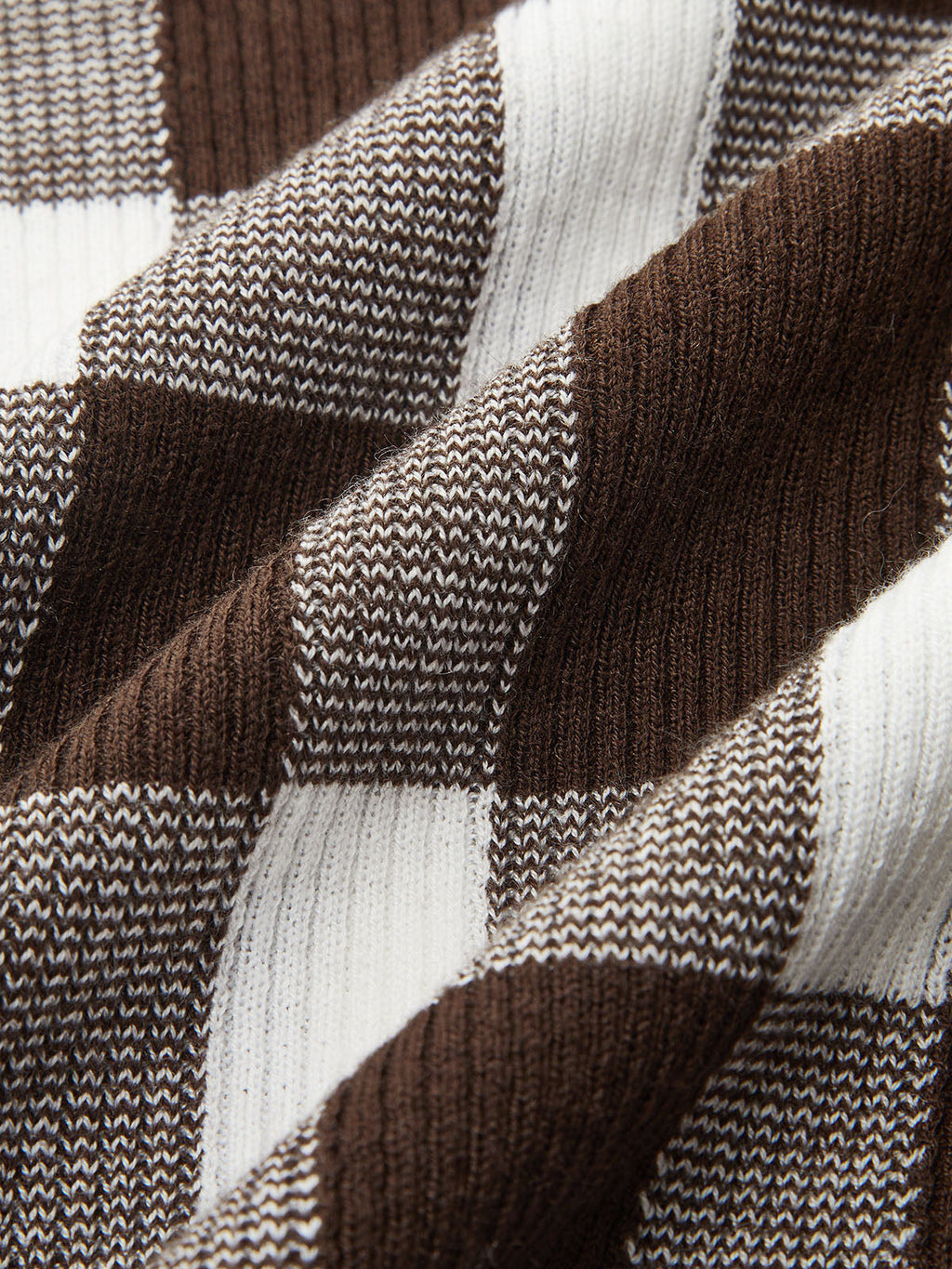 Checkered Wool-Blend Mock Neck Knit Top