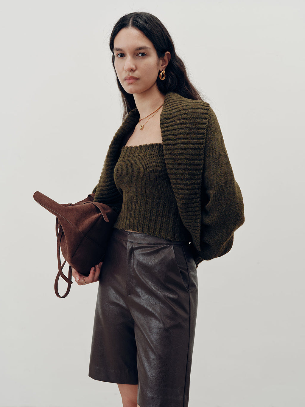 Knit Strapless Top and Cardigan Two-Piece Set