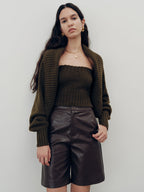 Knit Strapless Top and Cardigan Two-Piece Set