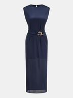 Belted Sleeveless Midi Dress