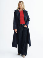Contrast Trim Wool-Blend Ribbed Knit Sweater