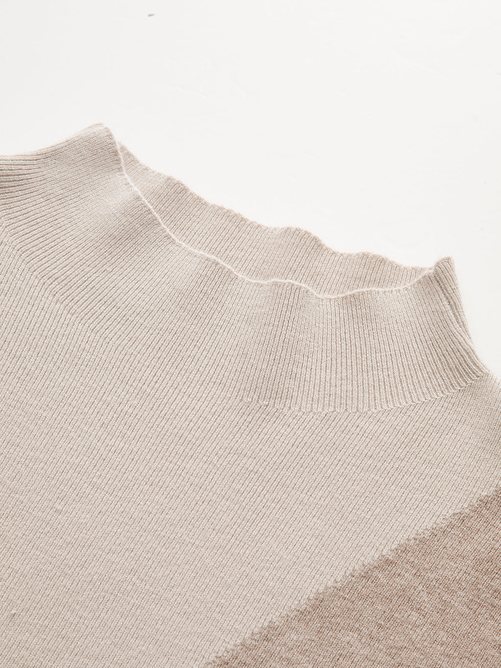 Color Block Mock Neck Fitted Knit Top