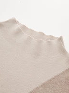 Color Block Mock Neck Fitted Knit Top