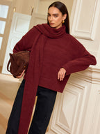 Oversized Knit Sweater with Scarf