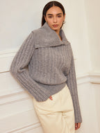 Lapel Collar Wool-Blend Sweater