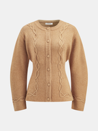 Cinched Waist Cable Knit Cardigan