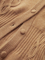 Cinched Waist Cable Knit Cardigan