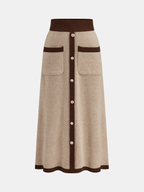 Contrast Trim Knit Top and Midi Skirt Set