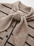 Striped Knit Vest with Tie Neck Detail