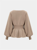 Knitted Peplum Top and Midi Skirt Set