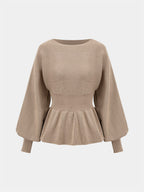 Knitted Peplum Top and Midi Skirt Set