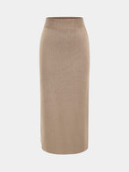 Knitted Peplum Top and Midi Skirt Set