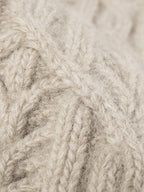 Leaf Cable Pattern Wool Knit Beanie