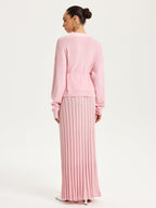 Knitted Belted Cardigan and Textured Maxi Skirt Set