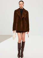 Belted Suede Effect Trench Coat