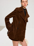 Belted Suede Effect Trench Coat