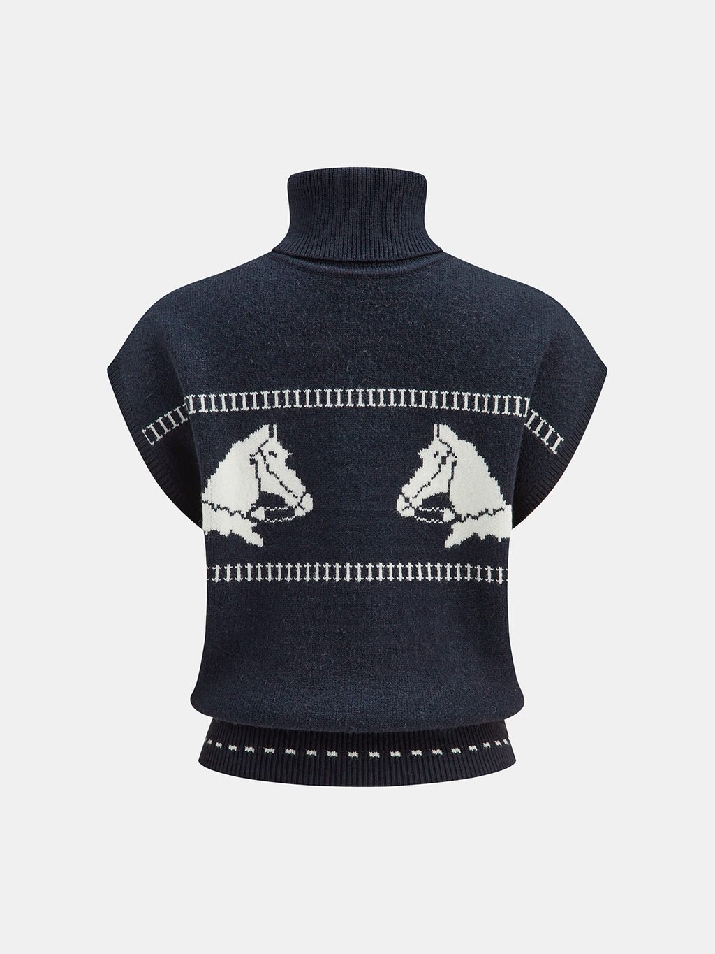 Horse-Pattern Cap Sleeve Turtleneck Sweater Vest