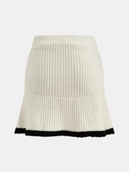 Contrast Trim Knitted Top and Mini Skirt Set