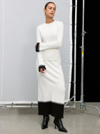 Contrast Cuff Crew Neck Knit Sweater