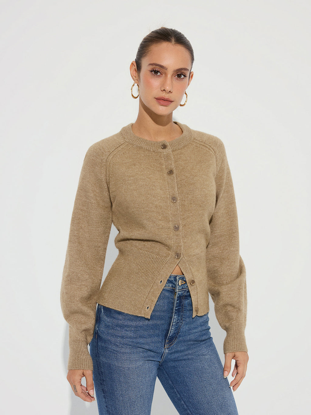 Cinched Waist Knit Cardigan