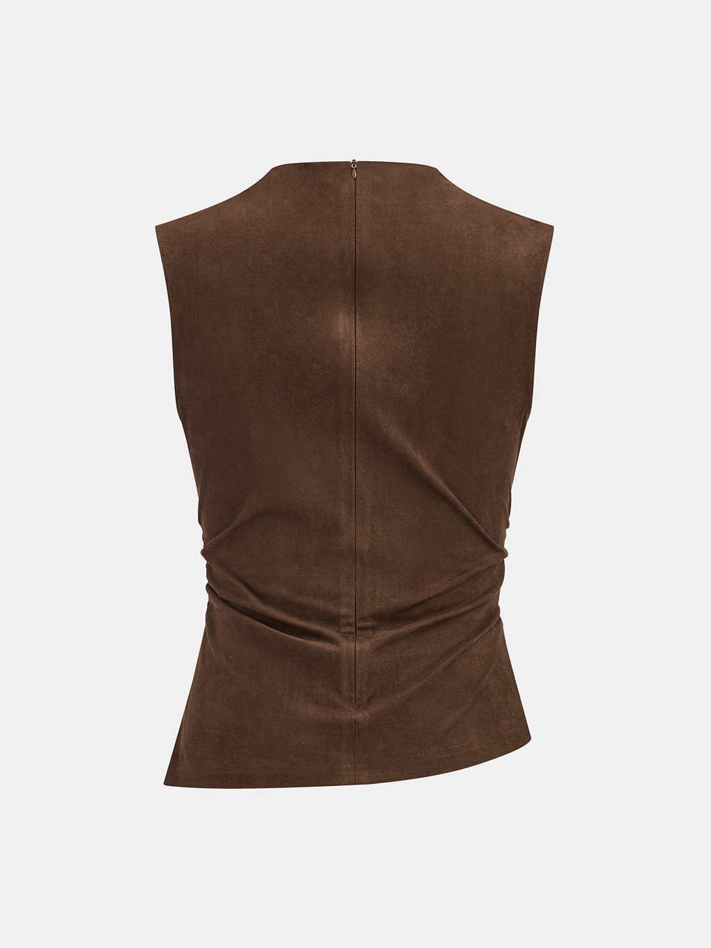 Suede Effect Ruched Sleeveless Vest