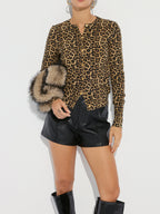Leopard Print Long Sleeve Knit Cardigan
