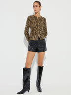 Leopard Print Long Sleeve Knit Cardigan