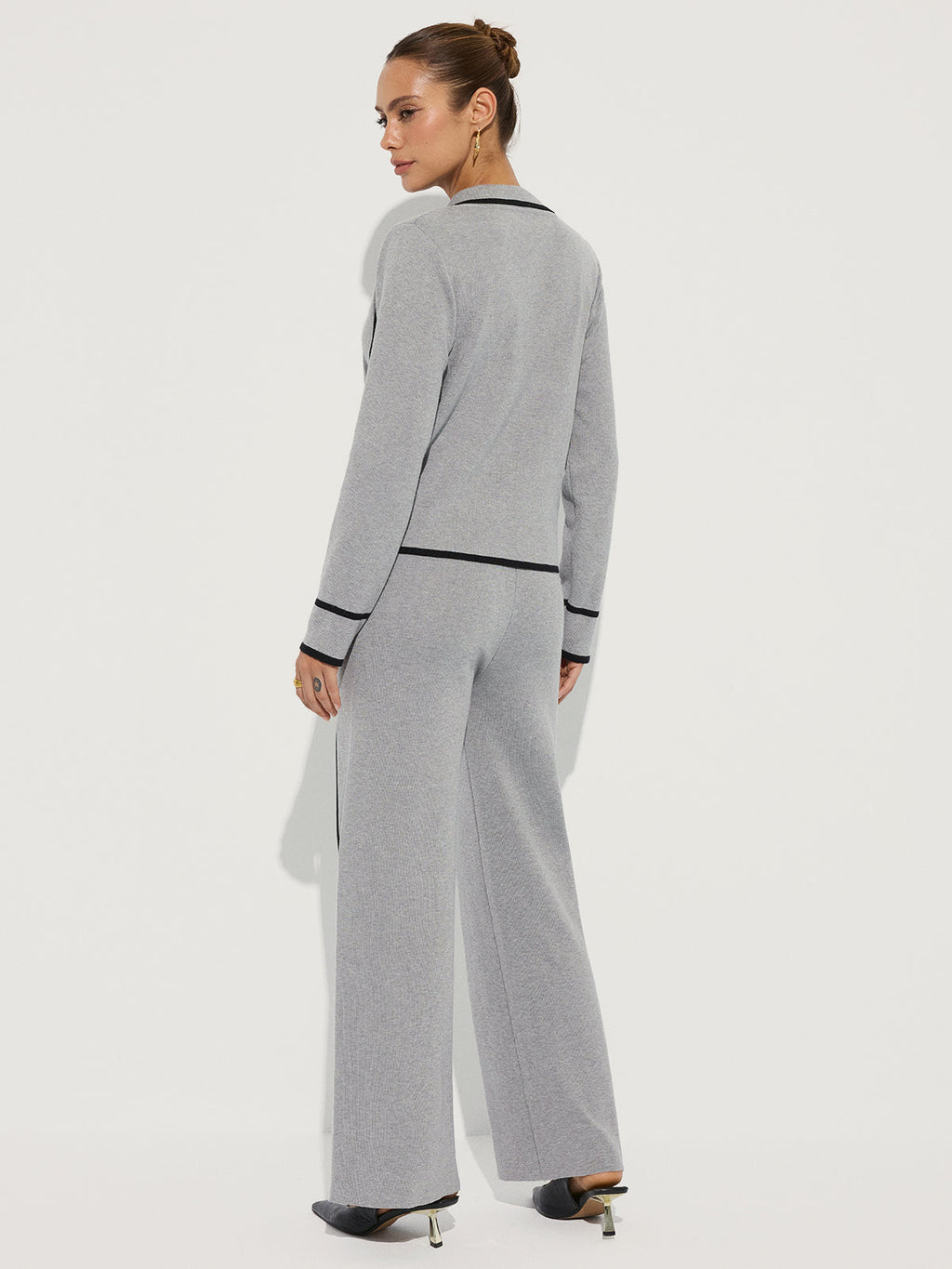 Contrast Piping Cotton Knit Co-ord Set