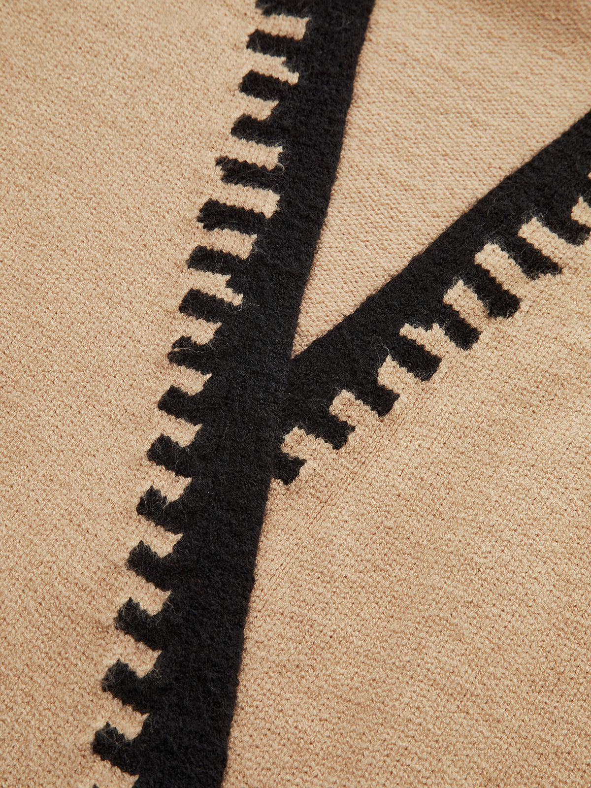 Contrast Stitch V-Neck Knit Sweater