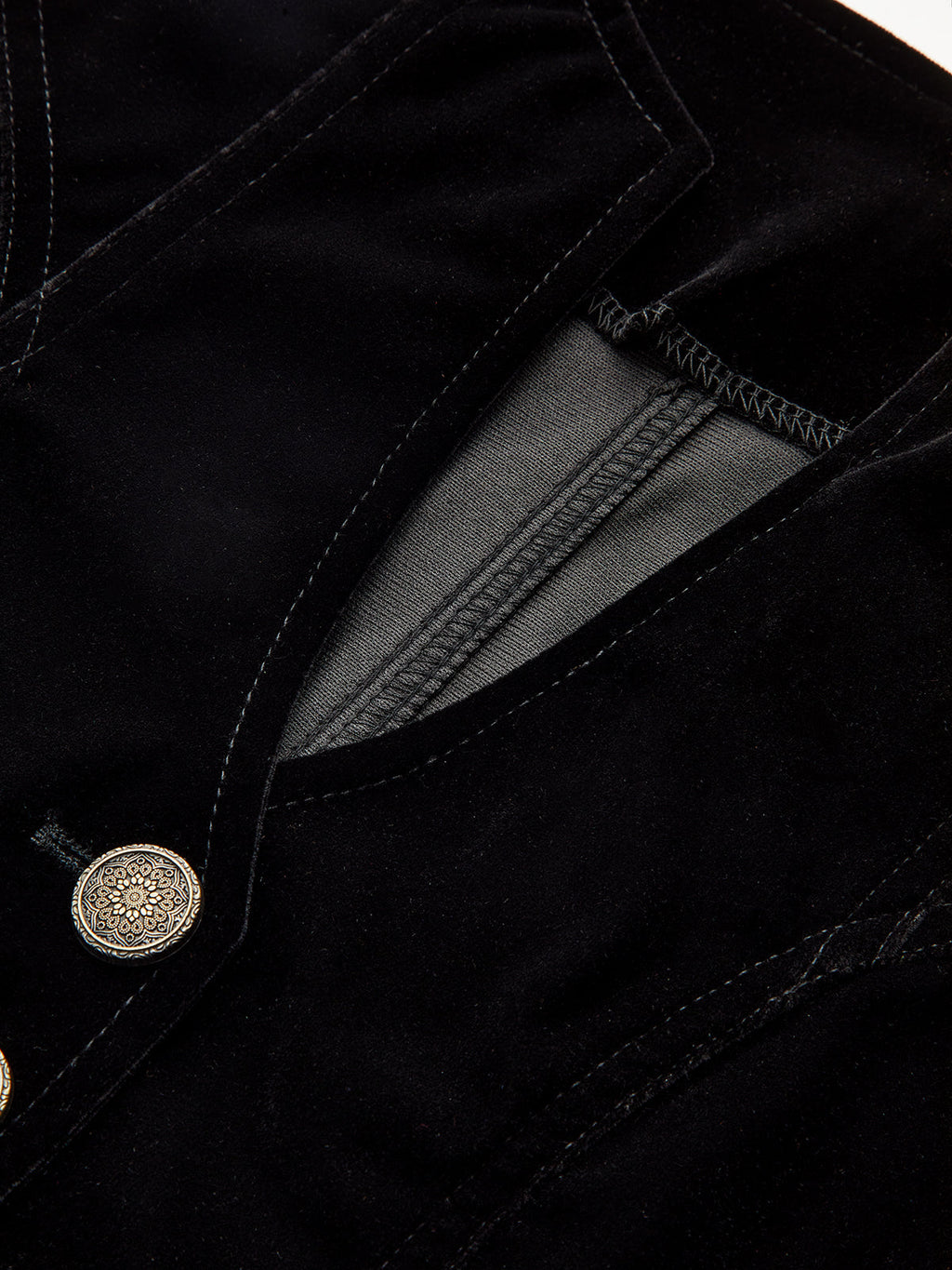 Button-Front Velvet Fitted Vest