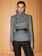 Asymmetric Short Coat without Belt