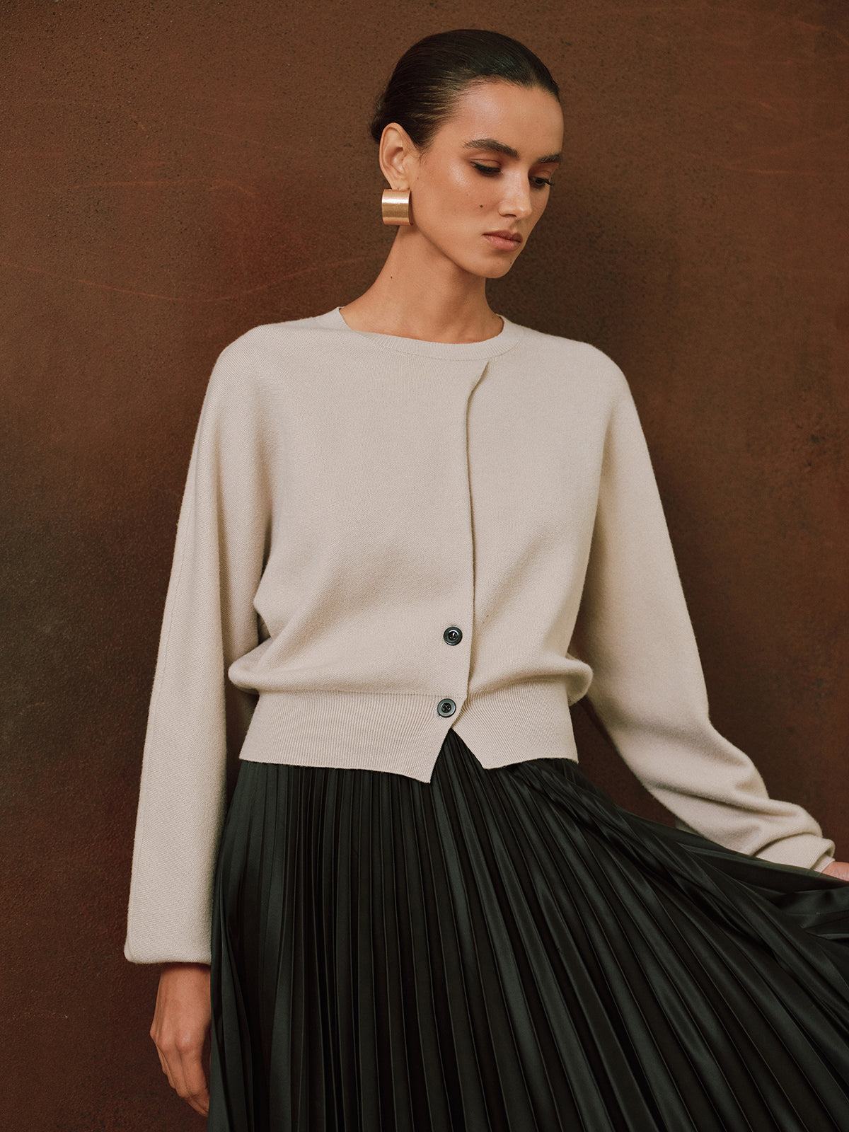 Button Detail Long Sleeve Sweater