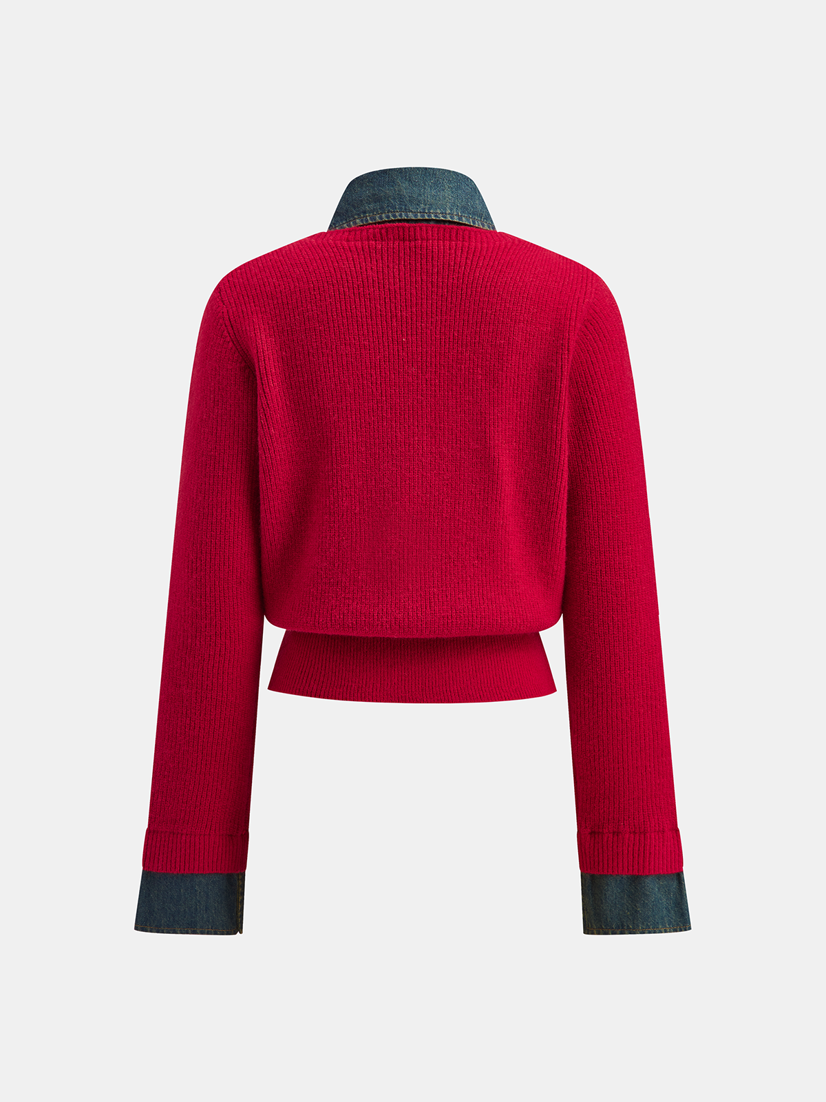 2 in 1 Denim Panel Asymmetric Sweater