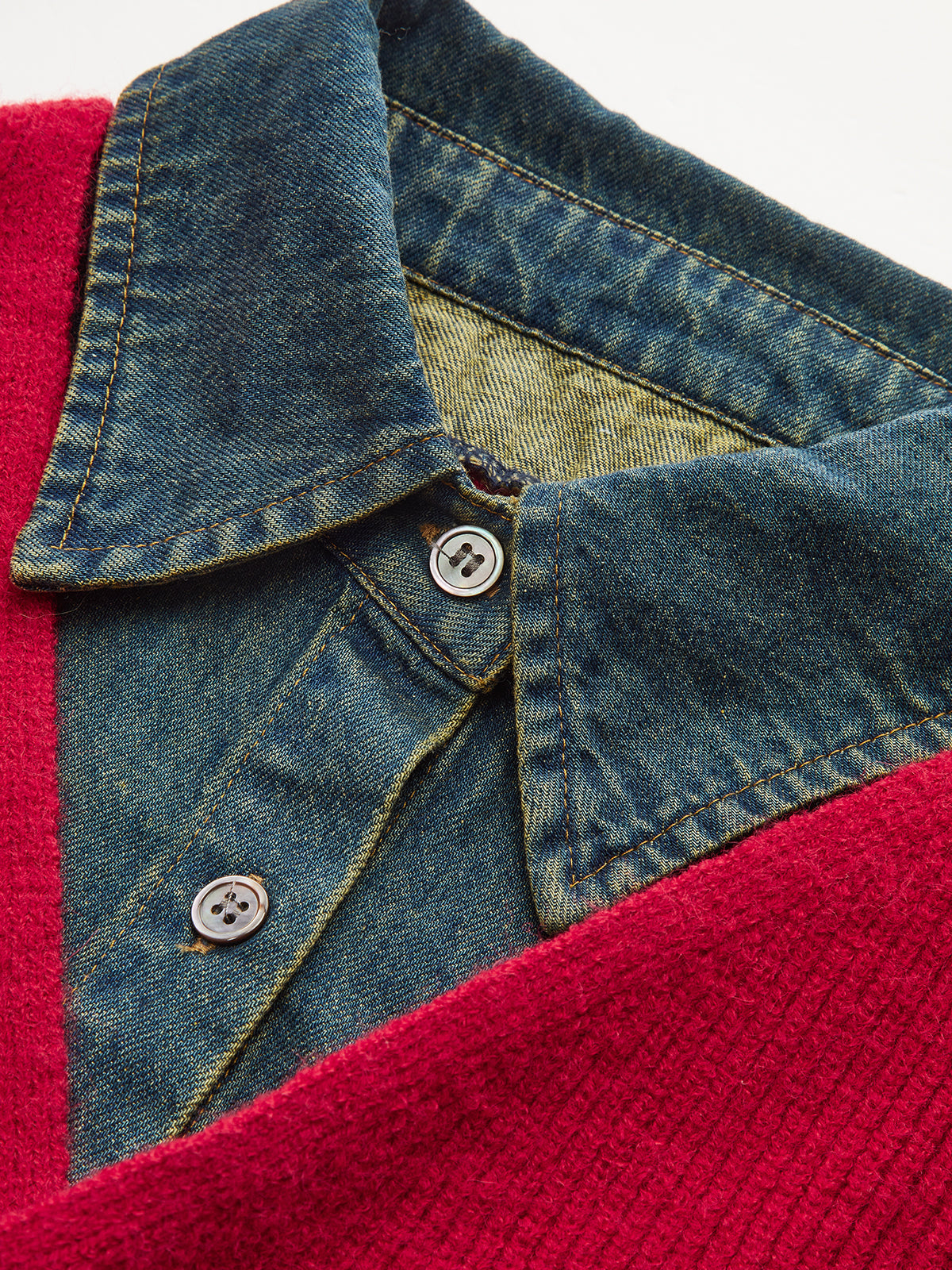 2 in 1 Denim Panel Asymmetric Sweater