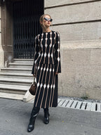 Geometric Pattern Knitted Maxi Skirt