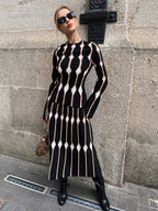 Geometric Pattern Knitted Maxi Skirt