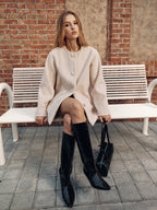 Faux Fur Cuff Wool-Blend Coat
