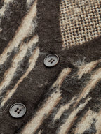 Button-Front Animal Print Knitted Vest