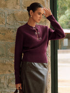 Horsebit Detail Long Sleeve Sweater